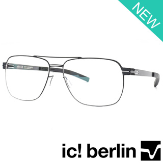 แว่นตา Ic Berlin ไอซี เบอร์ลิน รุ่น 032 C-5 สีดำขาเทา วัสดุ สแตนเลส Stainless Steel Model Sandro K. ขา ข้อต่อไม่ใช้น็อต