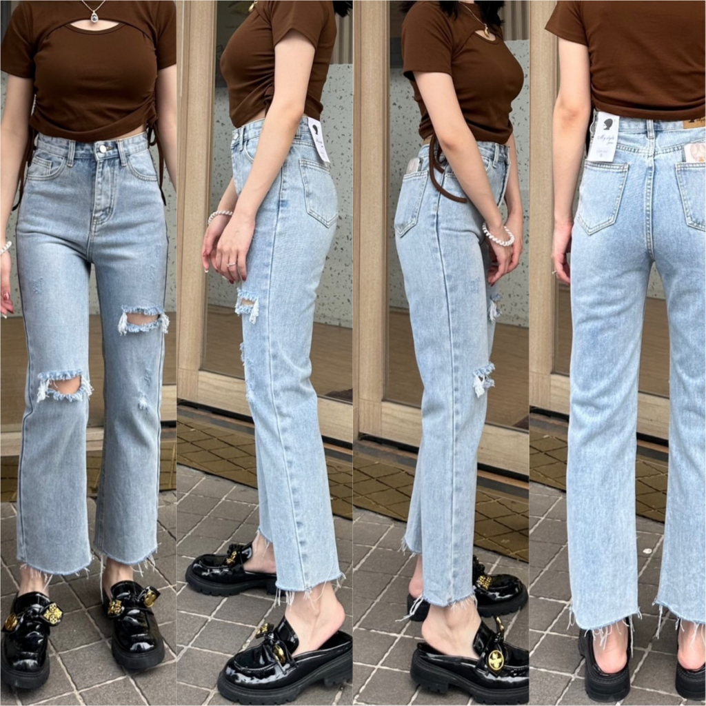 (SALE) N3009# กางเกงยีนส์ขากระบอก My Style