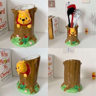 พร้อมส่ง🌈 ที่ใส่ช้อนส้อม Winnie the pooh หมีพูห์ ที่จัดเก็บอุปกรณ์ในครัว ที่เก็บเครื่องใช้ในครัว ที่เก็บของ เซรามิค