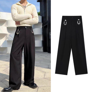 korea street pants กางเกงทรงกระบอกสตรีท แต่งหัวเข็มขัดเท่ๆ