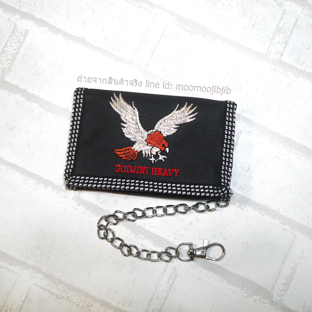 WL3F Eagle mix กระเป๋า3พับใบเล็ก พร้อมโซ่สีเงิน มีช่องใส่เหรียญ