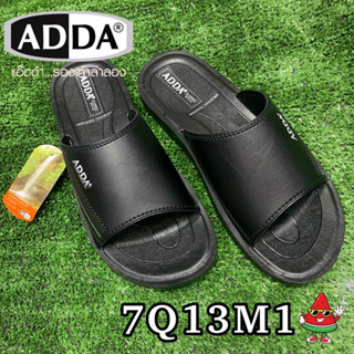 ADDA รองเท้าแตะ  แบบสวม หน้าหนัง มีแถบ สีดำ SIZE 40-45 รุ่น7Q13-M1 พร้อมส่ง