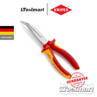 KNIPEX คีมปากแหลม 26 26 200 SB ด้ามหุ้มฉนวน ปากงอ ด้าม VDE