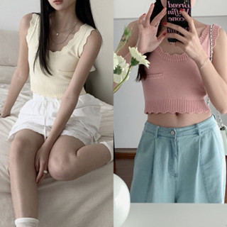 พร้อมส่ง-🦄 Pony crop Knit (เสื้อไหมพรม, แขนกุด)