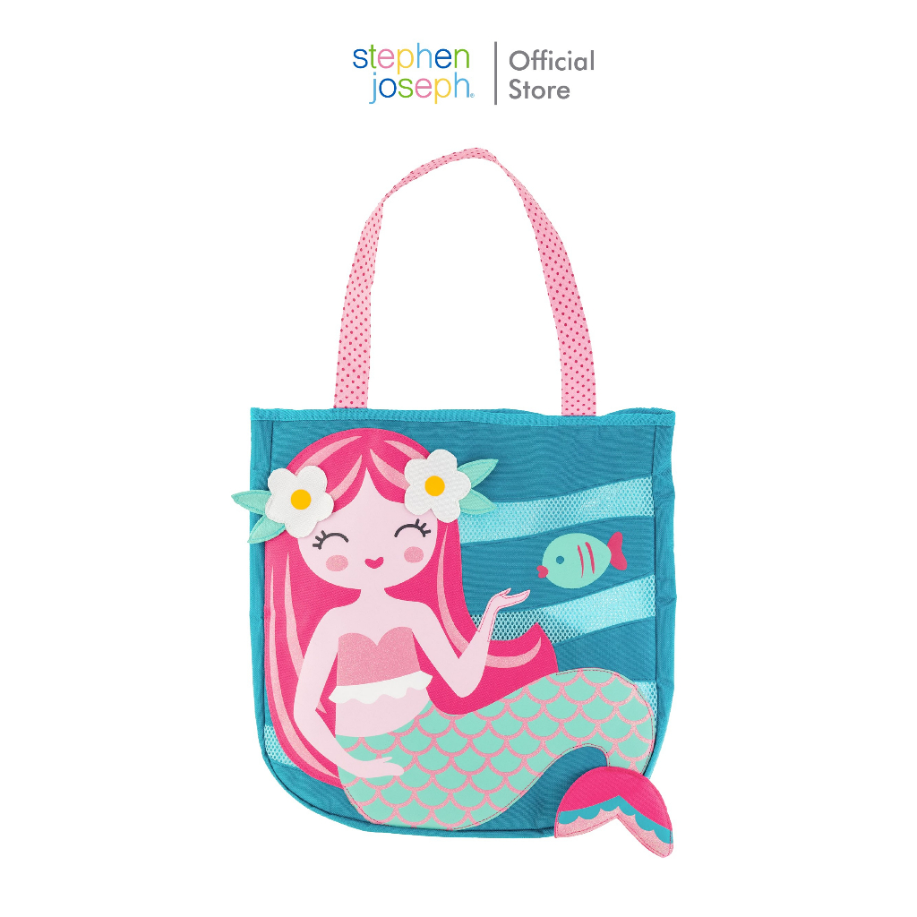 Stephen joseph กระเป๋าชายหาดเด็ก ยอดนิยมจากอเมริกา จุของได้เยอะ Beach tote bag Mermaid น่ารักเข้าชุดกับผ้าเช็ดตัวมีฮู้ด