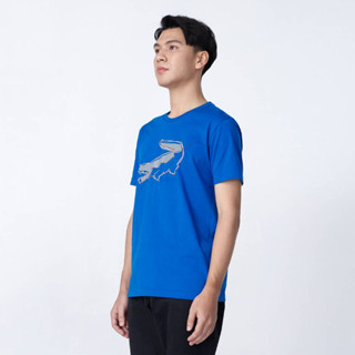 PERFORMANCE BLUE CUSTOM FIT CREW NECK T-SHIRT WITH GRAPHIC PRINT เสื้อยืดคอกลมสีน้ำเงินลายกราฟฟิค ทรงค