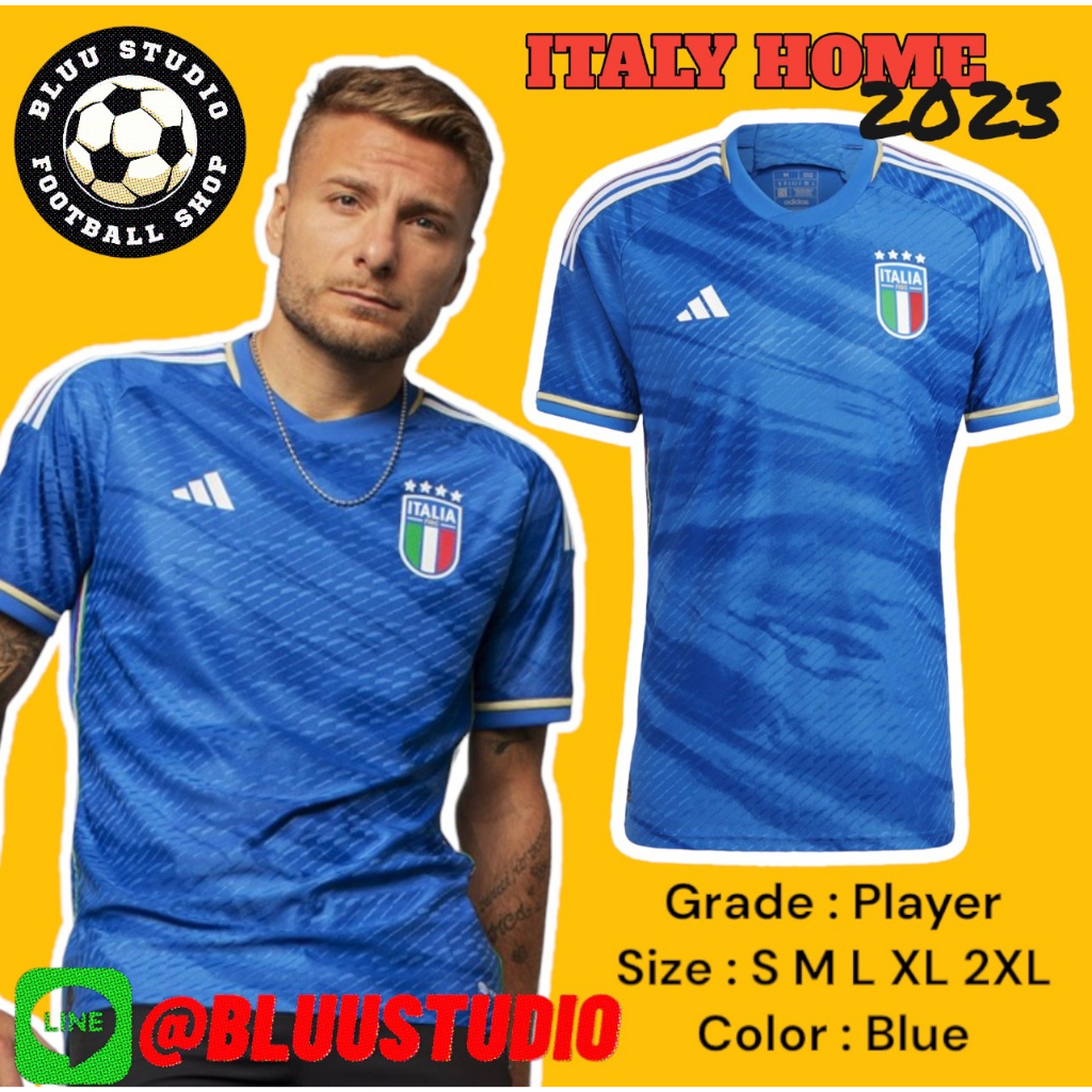 bluu พร้อมส่งจากไทย เสื้อบอล Player ทีมชาติ อิตาลีเหย้า สีน้ำเงิน ฤดูกาล 2023 Italy Home Jersey 2023 Player Version