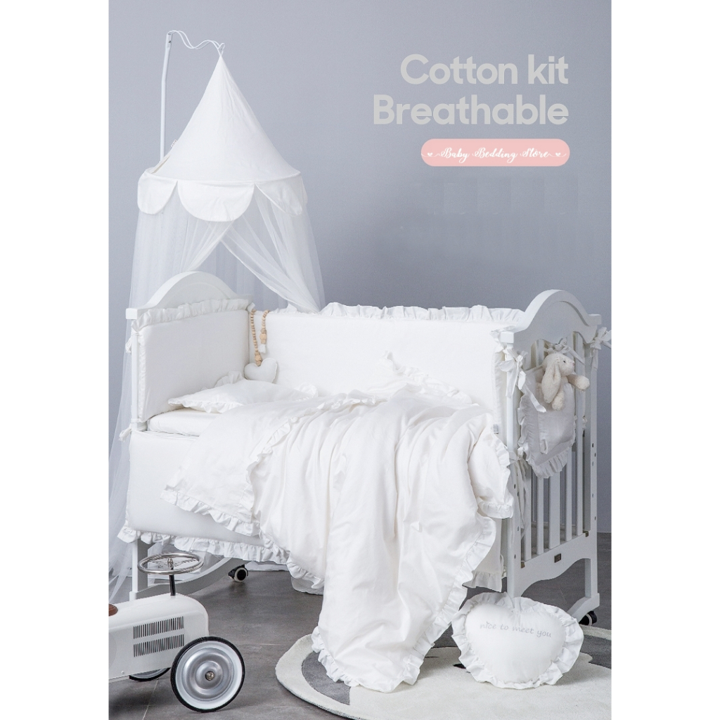 เซ็ตพรีเมียม!!ชุดกั้นเตียงเด็ก ชุดกันกระแทก ปักชื่อลูก ชุดเครื่องนอนเด็ก Baby Bedding, Crib Bumpers