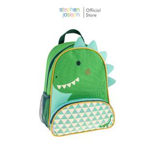 Stephen joseph กระเป๋าเป้เด็ก ยอดนิยมจากอเมริกา ฟรีสติ๊กเกอร์ติดชื่อ SIDEKICKS BACKPACK DINO สะพายสบายพร้อมช่องใสขวดน้ำ