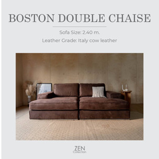 ZEN Collection โซฟาเบด BOSTON Double Chaise หุ้มด้วยหนังแท้อิตาลี