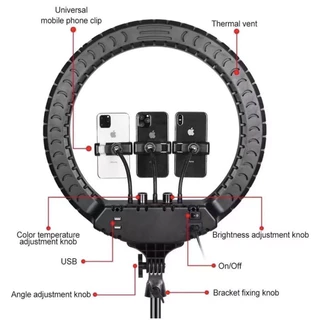 ไฟไลฟ์สด 14นิ้ว/18นิ้ว/21นิ้ว ไฟ LEDกลม แถมซองใส่กระเป๋าไฟ1ใบ ไฟPower55W ไฟไลฟ์สด ไฟแต่งหน้า ไฟไลฟ์ ไฟวงแหวน