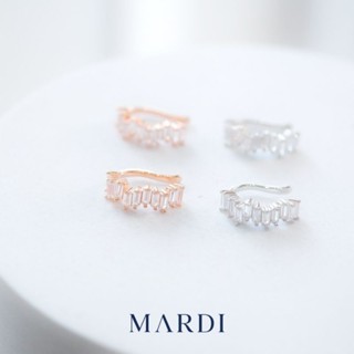 Mardi Jewelry ต่างหูหนีบ Baguette Lines Earcuff 1 ชิ้น ต่างหูเพชรเหลี่ยม