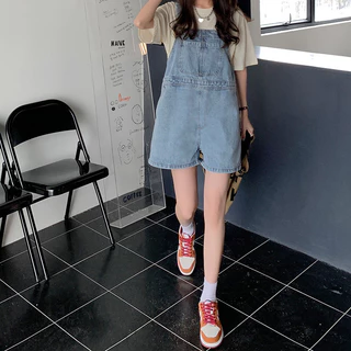 เอี๊ยมยีนส์ขาสั้น ชุดเอี๊ยม ทรงหลวม ขากว้าง ใส่น่ารักมาก