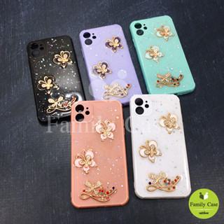 VIVO Y01/Y15s Y11/Y12/Y15/Y17 Y16 Y20/Y20s/Y12s Y21(2021) Y22เคสขอบนิ่มกันเลนส์กล้อง เจลกากเพชรพิมพ์ติดโลหะผีเสือ หรูหรา