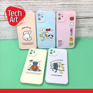 i7+i11/SamsungA04 A04s A10s A12 A22(5G) A23(5G) A50 A52(5G) เคสมือถือนิ่มใส TPU กันเลนส์กล้องนูนลายการ์ตูน