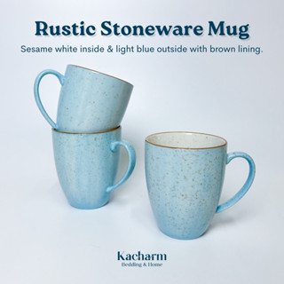 Kacharm Bedding &amp; Home - แก้วมัค (MUG) สีฟ้า งานสโตนแวร์แบรนด์ดัง เกรดโรงแรม ผลิตในไทย🇹🇭 แก้วน้ำ แก้วกาแฟ