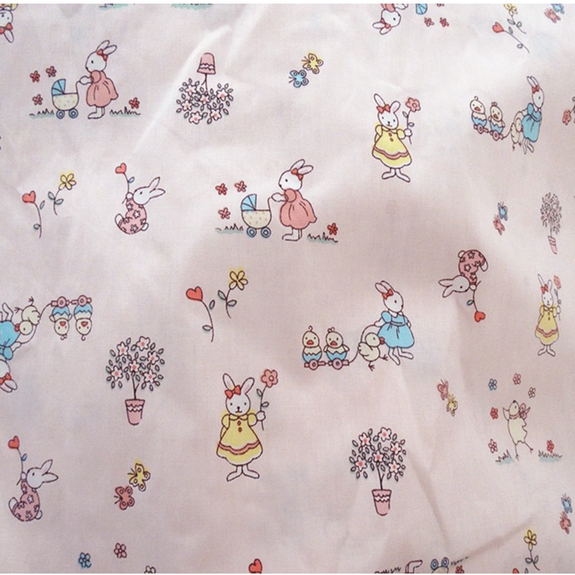 ผ้าคอตตอน 100% ทอทวิล ผ้าเมตร หน้ากว้าง1.6 เมตร ลายกระต่าย พร้อมส่ง