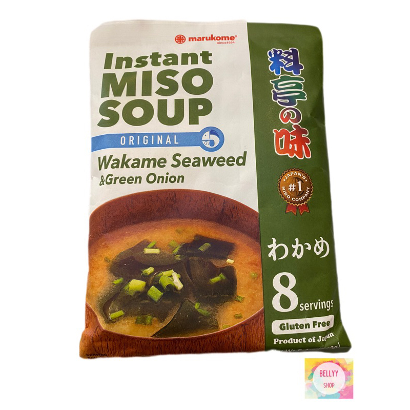 Marukome Instant Miso soup Wakame Seaweed &amp; Green Onion ซุปเต้าเจี้ยวบดผสมสาหร่ายทะเลวาหาเมะกึ่งสำเร็จรูป (ตรามารุโคเมะ)