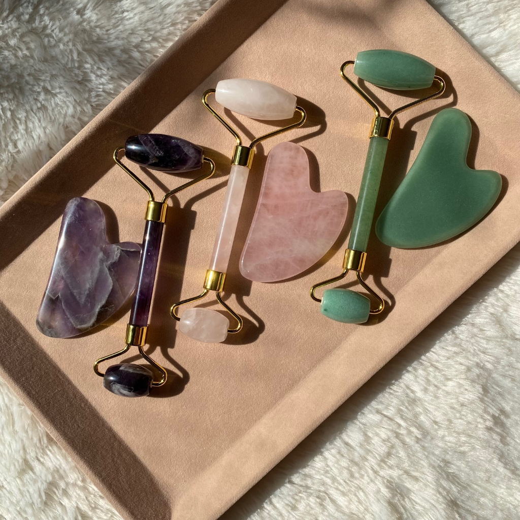 Facial Roller, Jade Roller, Roller Set ลูกกลิ้งหิน เซ็ตลูกกลิ้งหิน เจดโรลเลอร์ เกรด คัดพิเศษ นวดหน้า