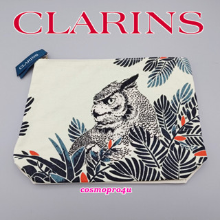 กระเป๋าผ้า Clarins ลายนกฮูก เปิดปิดด้วยซิป ใส่เครื่องสำอาง