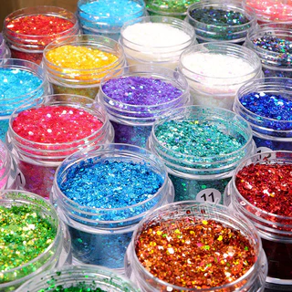 กลิสเตอร์เลื่อมหกเหลี่ยมแวววาว แต่งเล็บ ทาหน้า Shaker ตกแต่งรูปภาพต่างๆ DIY 40 สี รุ่น1