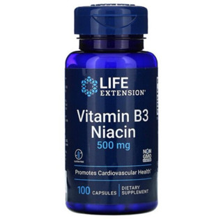 [ของแท้ ตรงปก] วิตามินบี 3 บี3 Vitamin B3 -500 mg ไนอะซิน Niacin B3 บี3 - 100 Capsules, Life Extension จากอเมริกา