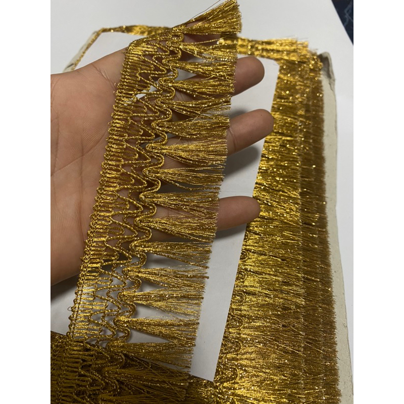 ยกพับ18หลา เทปทองตกแต่ง ลูกไม้ชายครุย