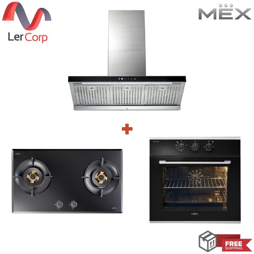 (MEX) เตาแก๊สรุ่น V3772MHR + เครื่องดูดควันรุ่น K635BFX90 + เตาอบไฟฟ้ามัลติฟังก์ชั่น 60 ซม.รุ่น VRM9