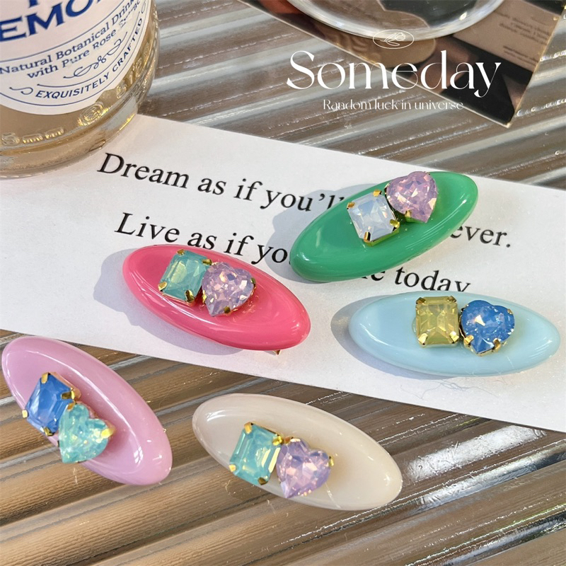 Cute 085 กิ๊บติดผม กิ๊บหนีบผมวงรีเพชรสี่เหลี่ยมหัวใจ