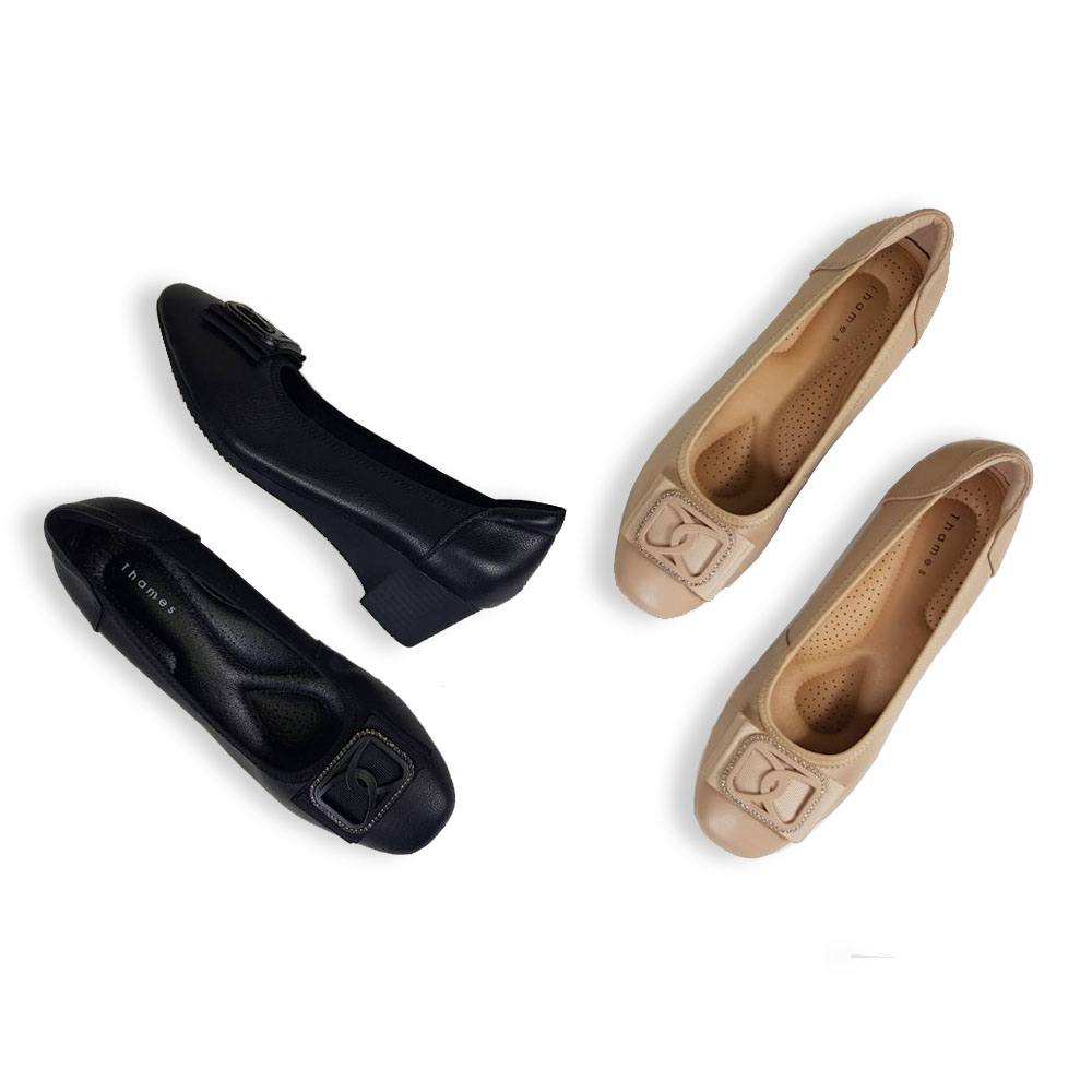 Thames(เทมส์) รองเท้าคัชชูหนังแท้ส้นเตารีด Shoes-TH41047