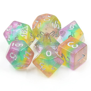 Stardust Swirl Dice Set of 7 | ลูกเต๋า Dice For DnD D&amp;D MTG RPG TRPG เกมกระดาน บอร์ดเกม Game ไพ่ทาโรต์ Magic เมจิก