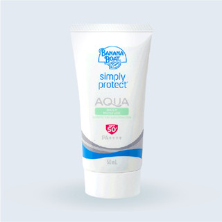 Banana Boat Simply protect Aqua Daily Moistore SPF50 (50ml)โลชั่นกันแดดสูตรอ่อนโยนและบอบบาง มีกลิ่นหอมประดุจดอกไม้