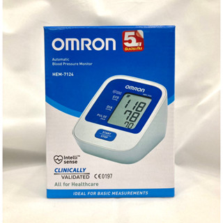 เครื่องวัดความดันอัตโนมัติ OMRON รุ่น HEM-7124 ใช้สำหรับวัดความดันโลหิตและอัตราการเต้นของหัวใจ สามารถดูย้อนหลังได้ 1 ค่า