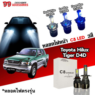 หลอดไฟหน้า C8 LED ไฟ 3 สี ขั้วตรงรุ่น Toyota Tiger Tiger D4D H4 มีพัดลมในตัว ราคาต่อ 1 คู่