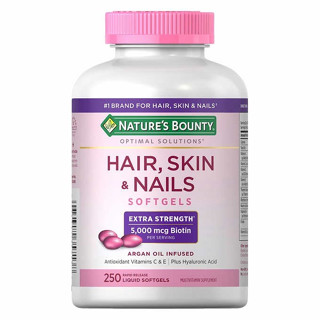 บำรุงเล็บ ผม นำเข้าอเมริกา NATURES BOUNTY Hair, Skin &amp; Nails with Biotin 5000 mcg 250 Liquid Softgels