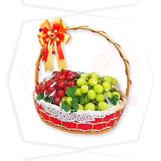 กระเช้าผลไม้ (TWOTONE GRAPES) กระเช้าผลไม้ของขวัญพรีเมียม  - กระเช้าของฝาก Fruit Basket