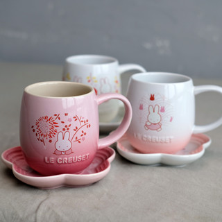 French LC Family Rabbit Union stoneware porcelain flower plate rabbit gradual cherry blossom 380ml mug coffee cup