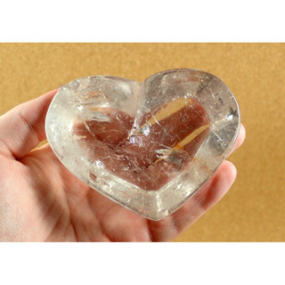 1 Pc Clear Quartz Heart Bowl Mineral Specimen - Smooth Polished Natural Dish, Paperweight or Home Decoration