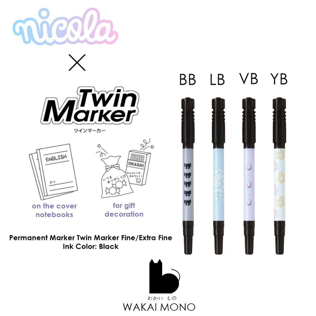 NICOLA Limited set - PILOT Twin Marker ปากกาเคมี 2 หัว ติดทนนาน