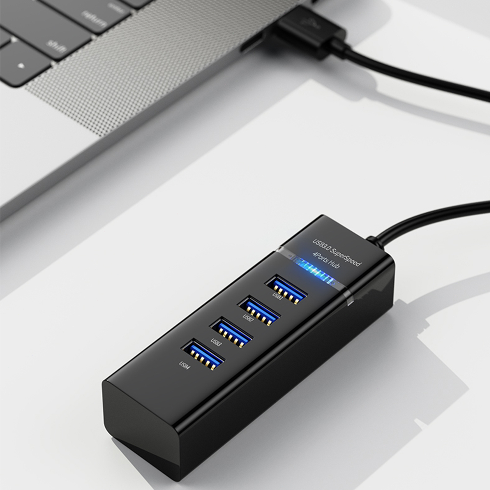 USB ความเร็วสูง 4 พอร์ตฮับ USB 3.0 USB HUB Adapter สำหรับ PC แล็ปท็อปอุปกรณ์เสริมคอมพิวเตอร์ รูปที่ 7