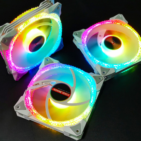 พัดลมเคส Coolmoon Magic Diamond AS2 ARGB 3pin 5V, 4pin PWM 120mm. 1800RPM
