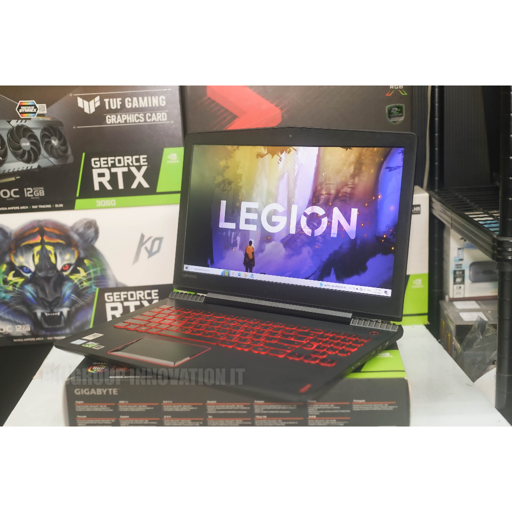 โน๊ตบุ๊คเล่นเกมมือสอง Lenovo Legion i7-7700HQ RAM 16 GB SSD250 GB HDD1 TB GTX1050 มีรอยที่หลังฝา