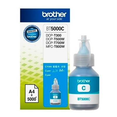 Brother BT5000C หมึกแท้ สีฟ้า จำนวน 1 ชิ้น ใช้กับพริ้นเตอร์ Brother : DCP-T300/T500W/T700W, MFC-T800W/T220,T420W,T520