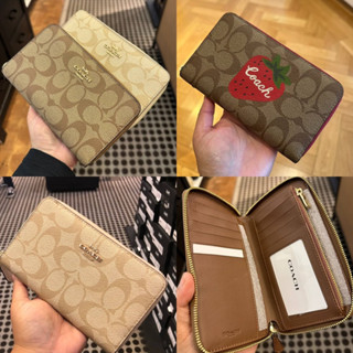 กระเป๋าสตางค์ซิปรอบใบกลาง COACH 88913 MEDIUM ZIP AROUND WALLET IN SIGNATURE CANVAS (IMDQC) ซิปรอบใบกลาง