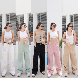 Nudeaholic 💚 9556 BASIC PANTS POCKET Y2K กางเกงเอวสูง ทรงขาตรง แต่งกระเป๋าด้านหน้า ขอบเอวติดกระดุม