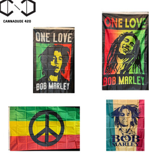 RASTA FLAG ธงราสต้าขนาด 30 x 45 นิ้ว ลาย BOB MARLEY ใช้ตกแต่งสถานที่สไตล์ราสต้า Rasta Flag ธงRasta ธงราสต้า ธงบ๊อบมาเลย์