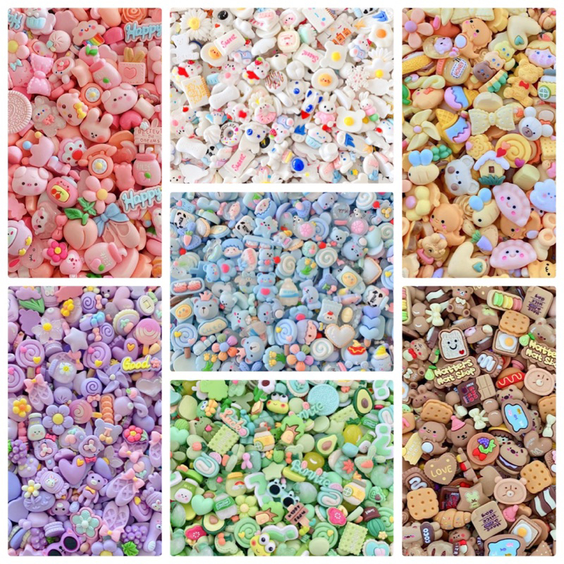 10 ชิ้น/ถุง เรซิ่นตกแต่ง diy ติดหลังโทรศัพท์ ตกแต่งเคสมือถือ กิ๊บติดผม หมวก มีหลายโทนสี เครื่องประดับต่างๆ งานDIY