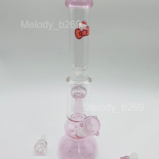 บ้องแก้ว Glass Bong ขวดแก้วสมุนไพร ลายคิตตี้ สูง 12.6 นิ้ว = 32 cm