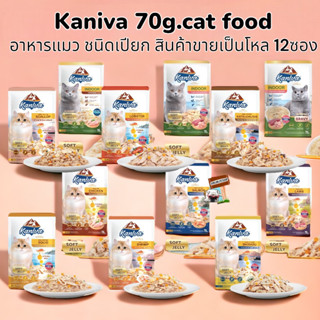 Kaniva 70 กรัม (12 ซอง) อาหารเปียกคานิว่า ทานได้ทุกช่วงวัย ไม่เติมเกลือ ตัวเลิอก soft jelly indoor Gravy อาหารแมวindoor