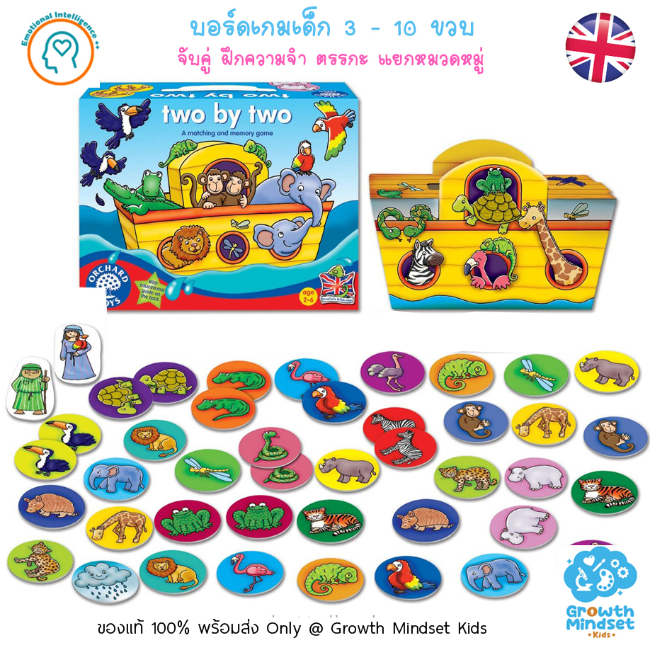 GM Kids (ของแท้อังกฤษ พร้อมส่ง 3 - 9 ขวบ) บอร์ดเกมส์ เกมจับคู่ภาพฝึกความจำ Two by Two Orchard Toys  